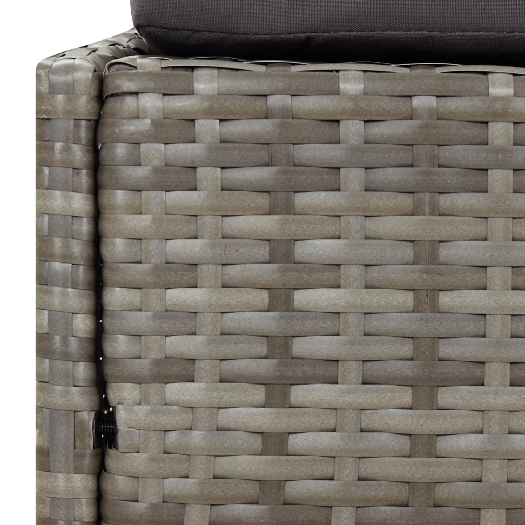 Sonnenliege mit Faltdach Grau 200x114x128 cm Poly Rattan – Bild 7